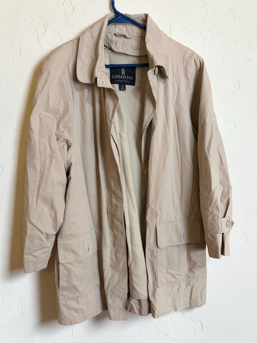 London Fog Limited Edition Tan Utility Trench Coat Size 14